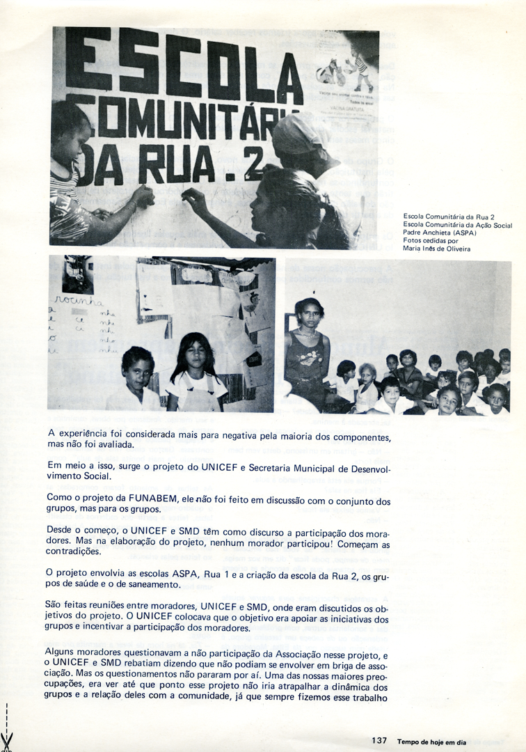 Imagens homenageando os educadores populares de alfabetização de jovens e adultos, de escola noturna na Rocinha, hoje conhecido como EJA. Livro varal de lembranças edição de 1983.